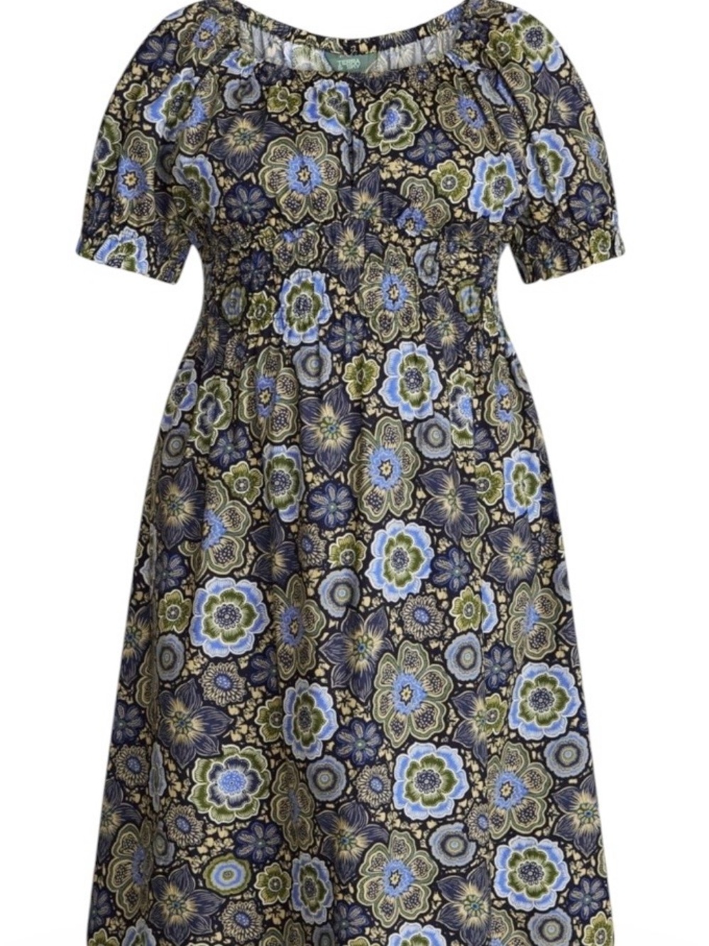 Women’s Plus Smocked Cotton Midi Dress with Short Puff Sleeves from Terra & Sky